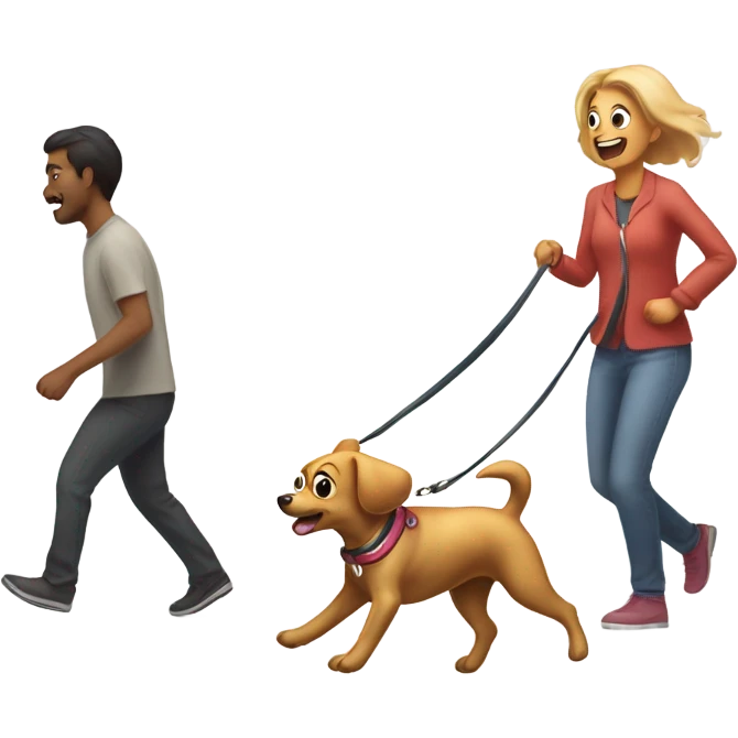 Super tiny dog dragging owner fast on leash  emoji
