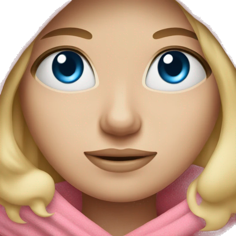 blonde straight hair girl blue eyes wrapped in pink blanket emoji