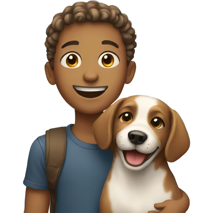 boy smiling with dog emoji