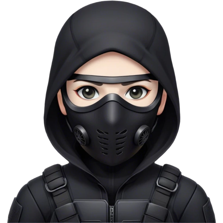 A masked assassin in a black tactical suit emoji