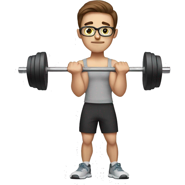 white nerd guy with brown hair doing weight training emoji