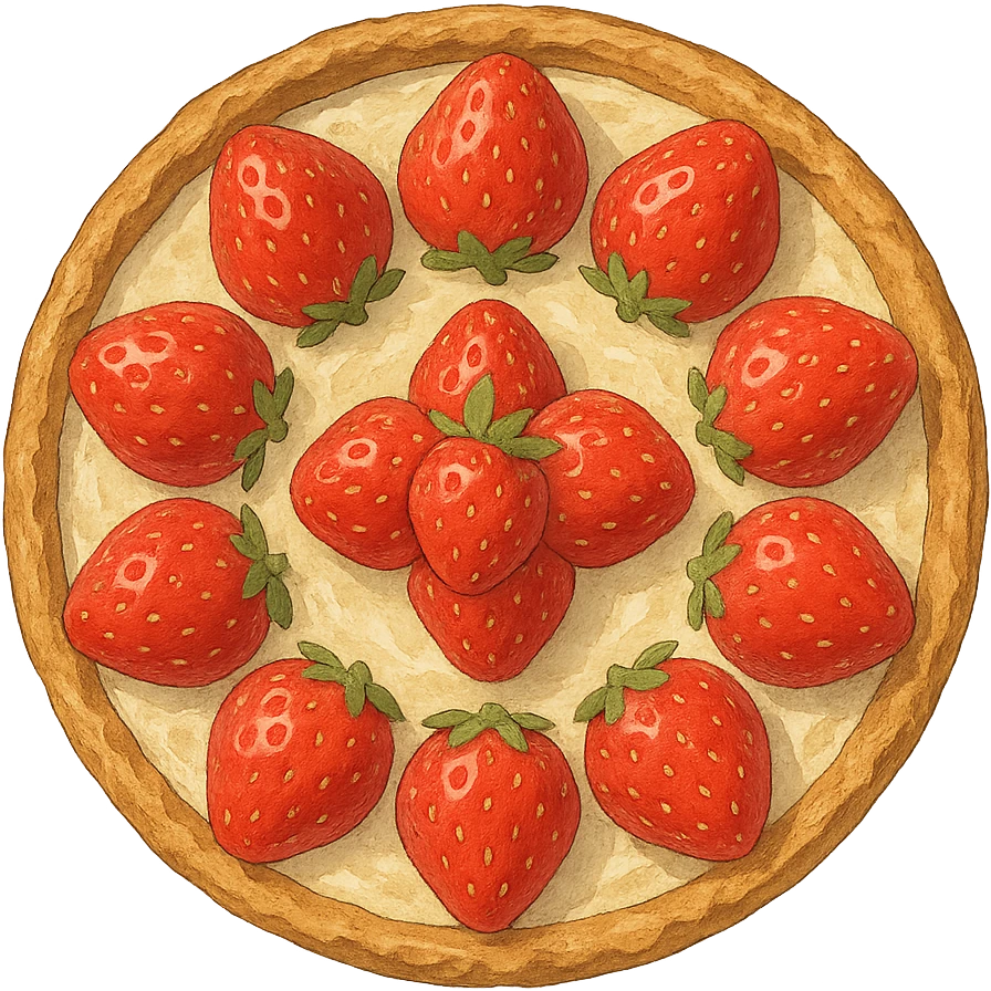 strawberry tart seen from above, realistic ghibli style emoji