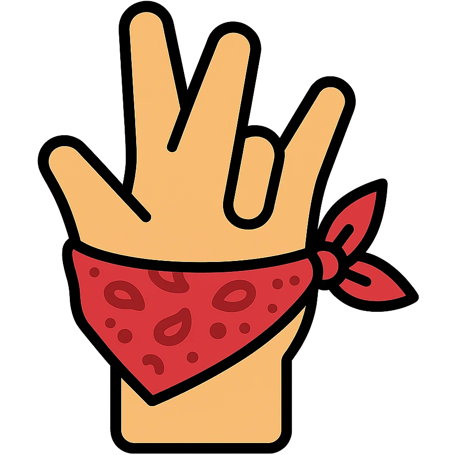 gangster hand gesture with bandana color outline icon style emoji