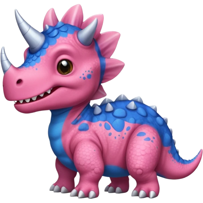 Triceratops cute pink kawei in love with Blue t-Rex  emoji