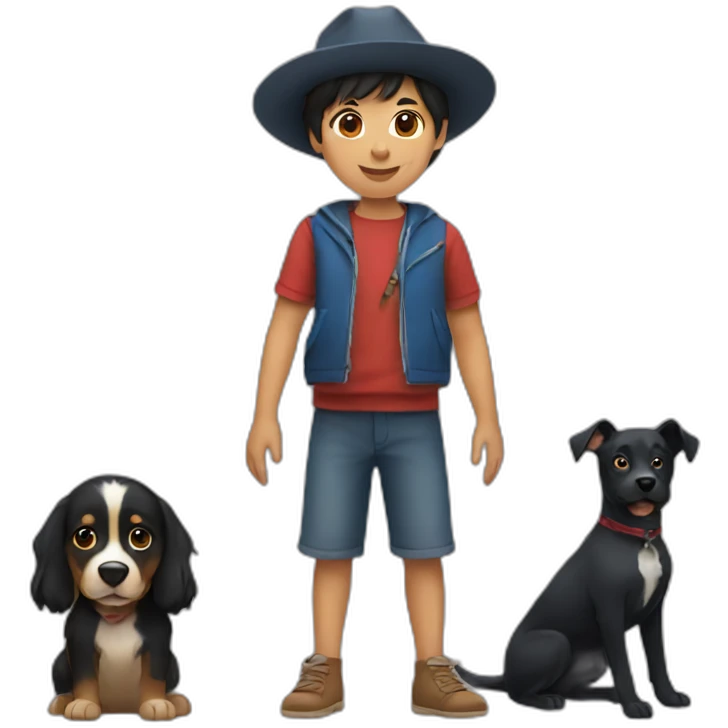 Peruvian girl and French boy with blackdog emoji