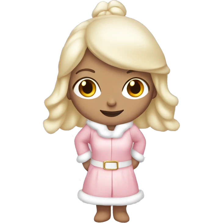 Full body white Pretty girl in a light pink Santa outfit  emoji