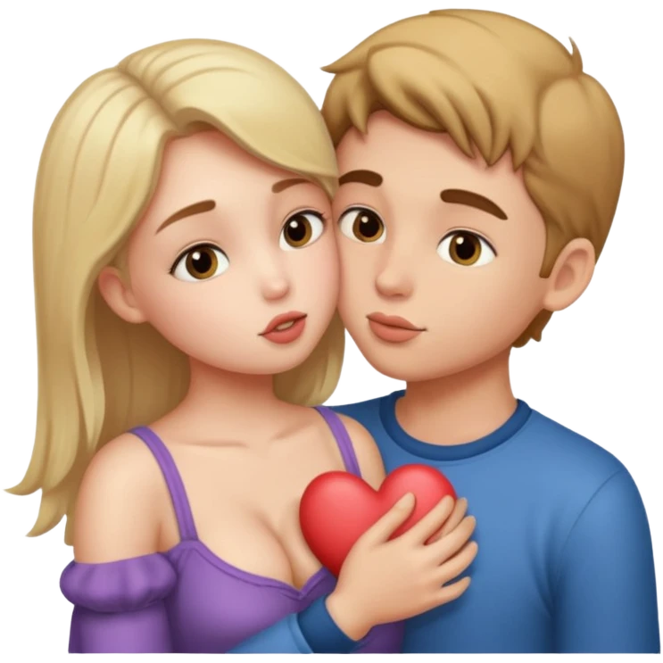 Boy kissing on girl boob emoji