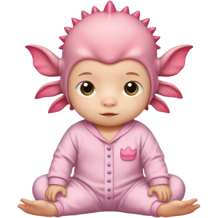 Bebê com pijama de axolote emoji