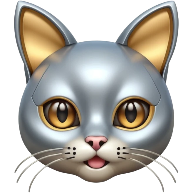 robot looking surprised with cat ears and looks funny emoji