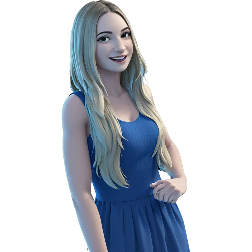 smiling girl in blue dress emoji