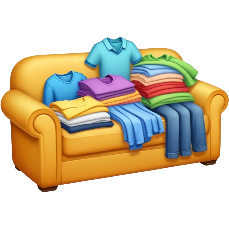 A couch with a pile of clothes emoji