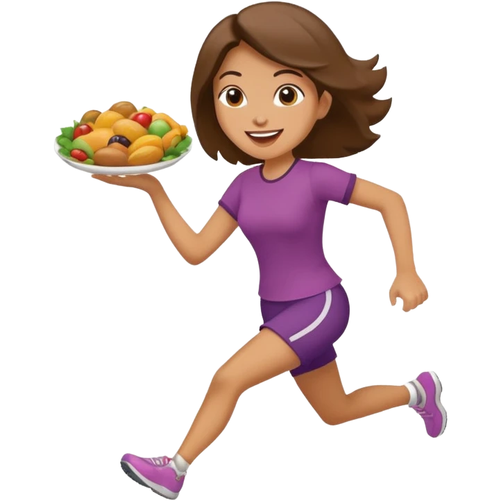 Woman Running to food, must have food  emoji