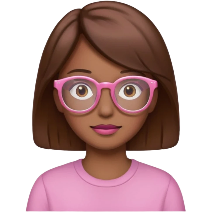 create a emoji of my friend camilla: she wears glassess and she has brown hair (don't make it yellow but pink) emoji