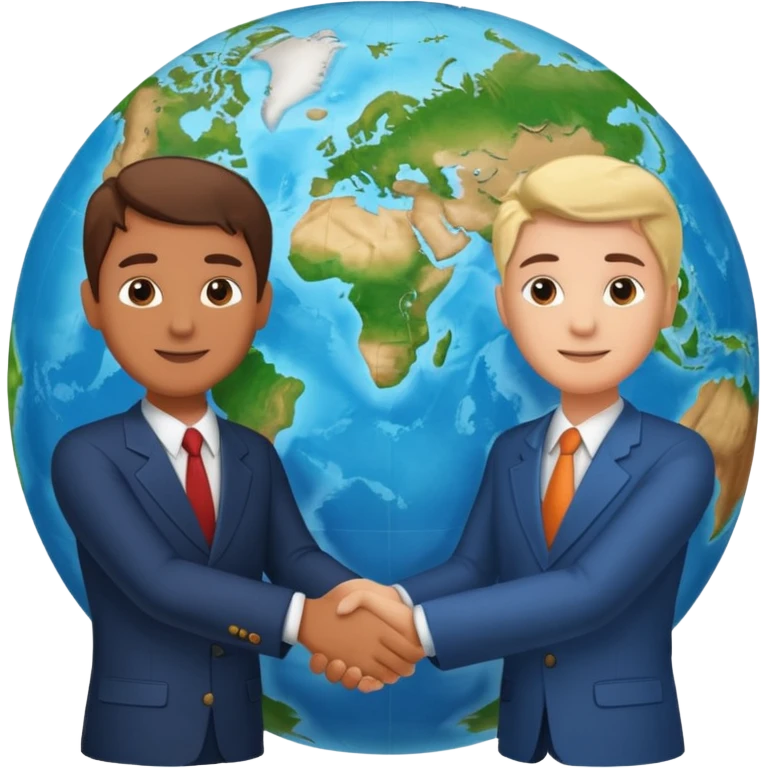 Shake hands and a globe showing negotiation of climate change emoji