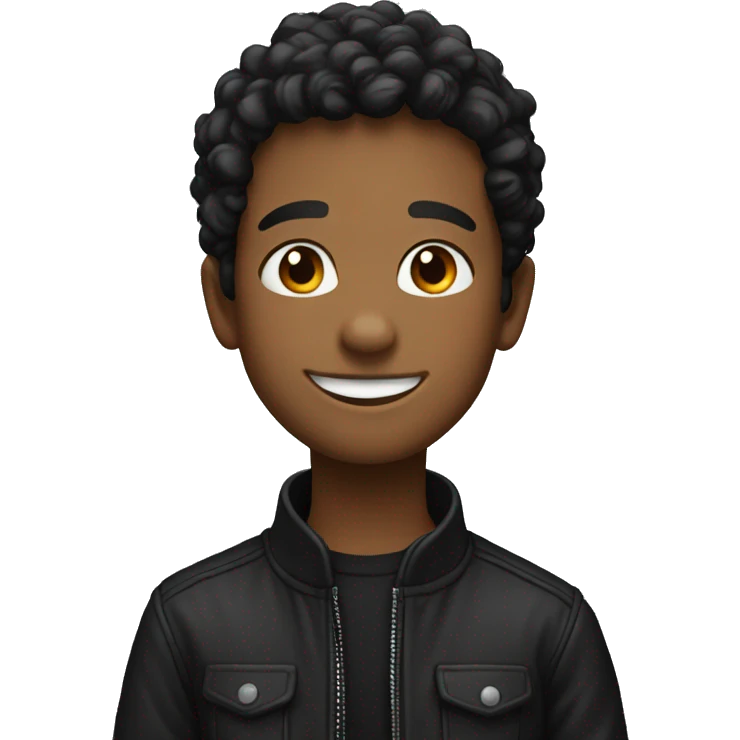 smiling boy in black jacket emoji