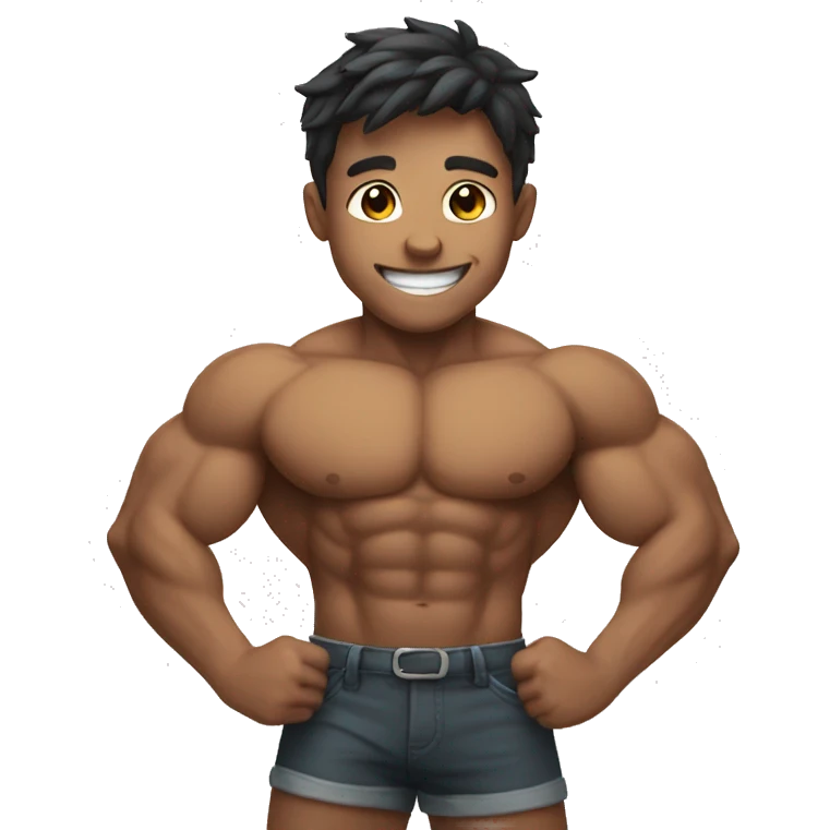 smiling boy muscle biceps  emoji