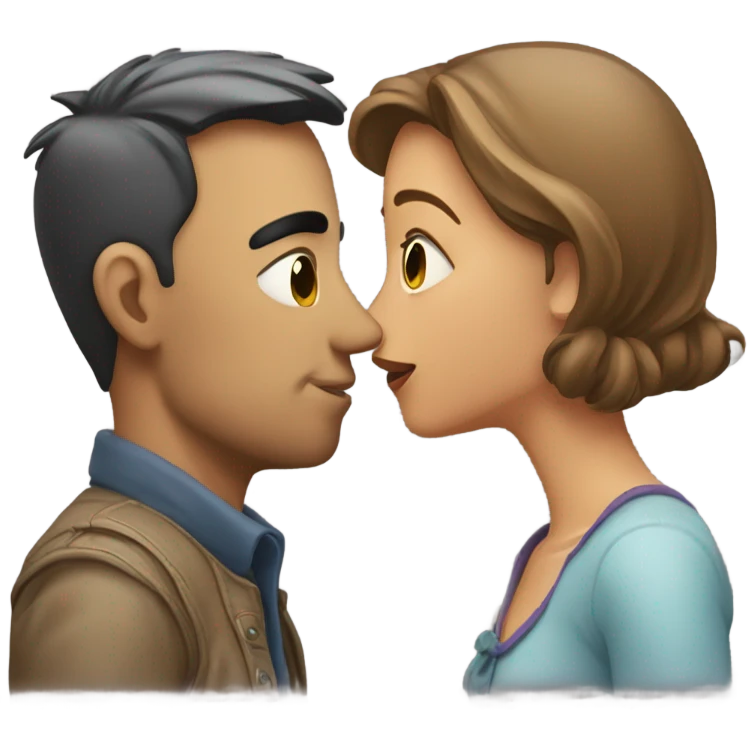 Guy being rejected for a kiss by a girl emoji