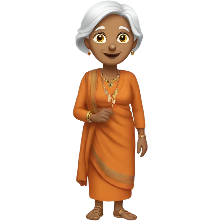 old lady walking wearing Indian outfit  emoji