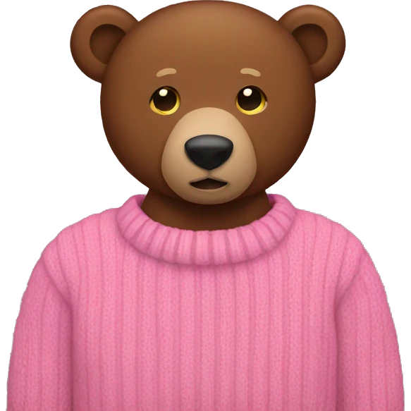 Pink sweater with brown bear emoji