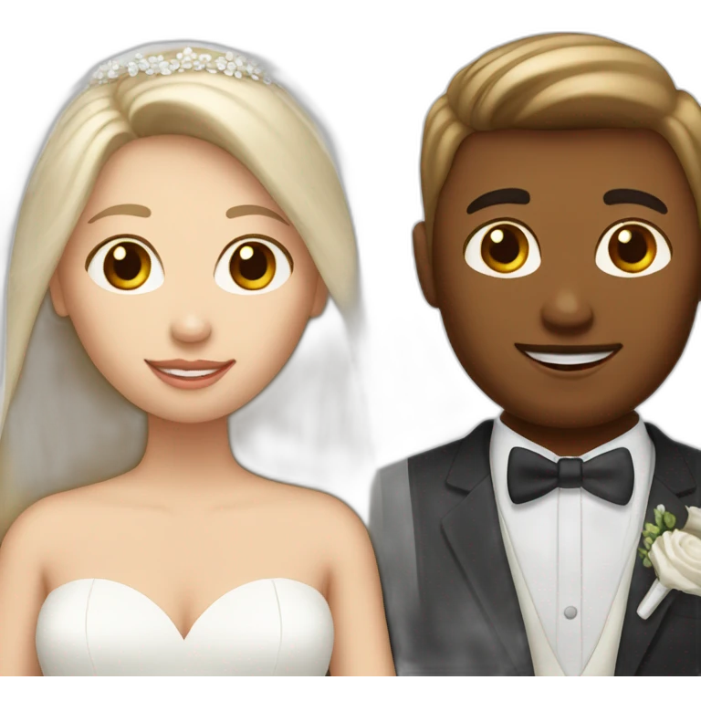 Tan brown hair woman and white blonde hair man getting married emoji