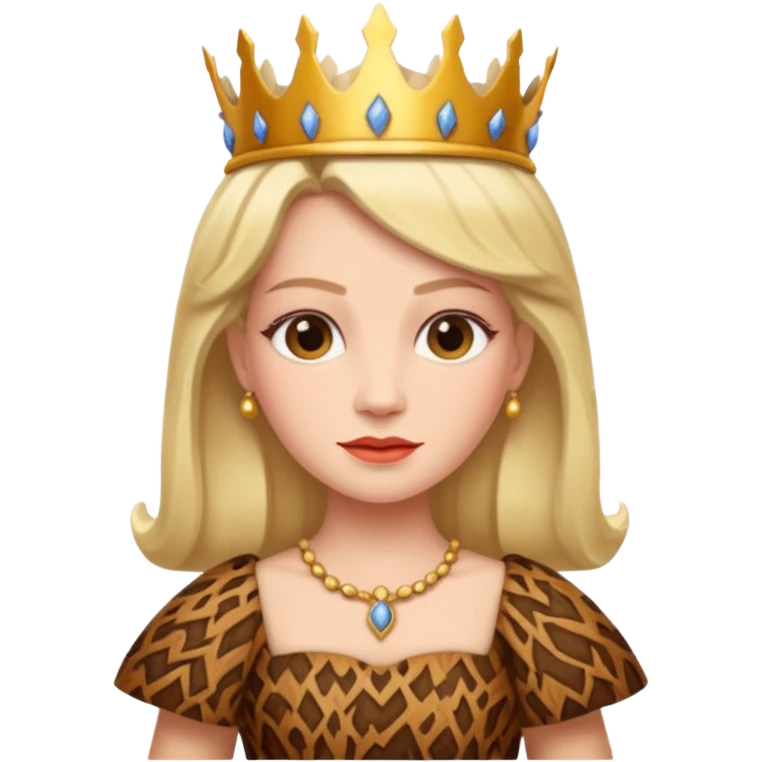 Queen wearing a bark-patterned dress emoji