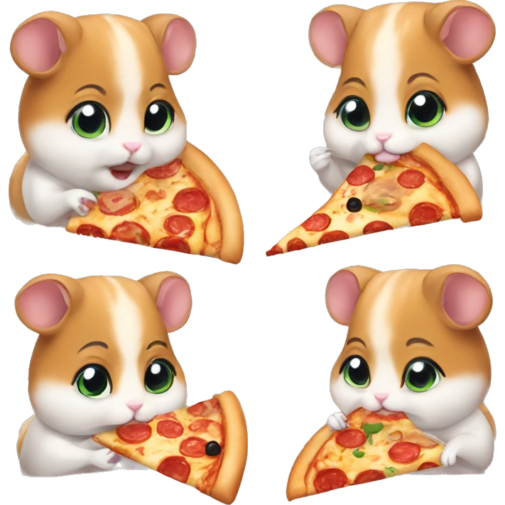 four hamsters eating pizza emoji