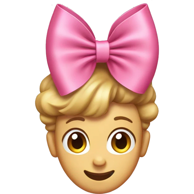 Pink bow on a happy wmoji emoji