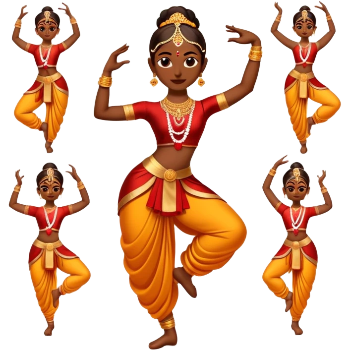cinematic-realistic-bharatanatyam-dance-emoji,-depicted-as-an-elegant-classical-indian-dance-performance-with-graceful-poses,-intricate-costumes,-and-expressive-hand-gestures,-rendered-with-rich-textures-and-warm-dramatic-lighting, single dancer full body  emoji