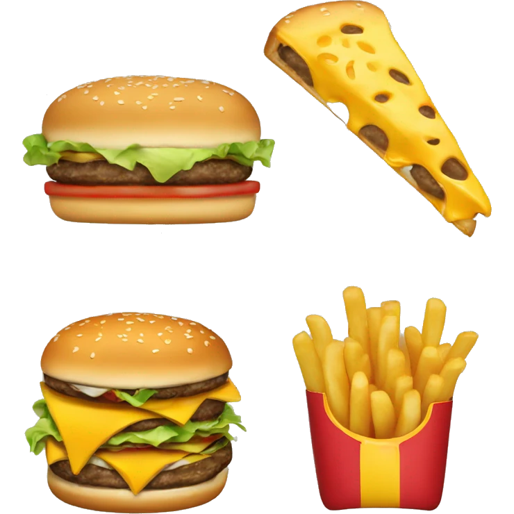 A cheeseburger and cheese fries emoji
