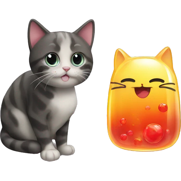 Cat next to jelly  emoji