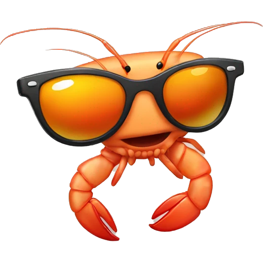 Shrimp with sunglasses emoji
