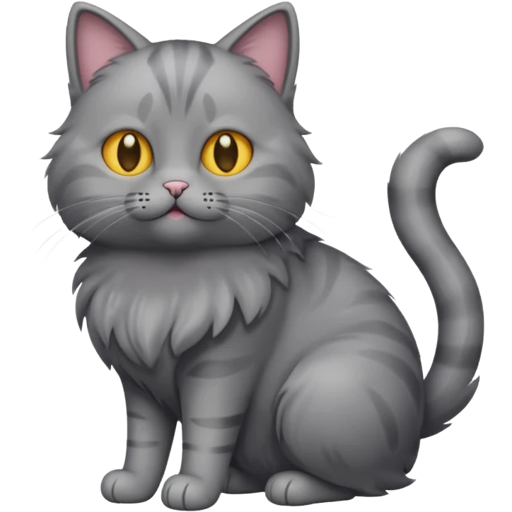 grey cat with full body emoji