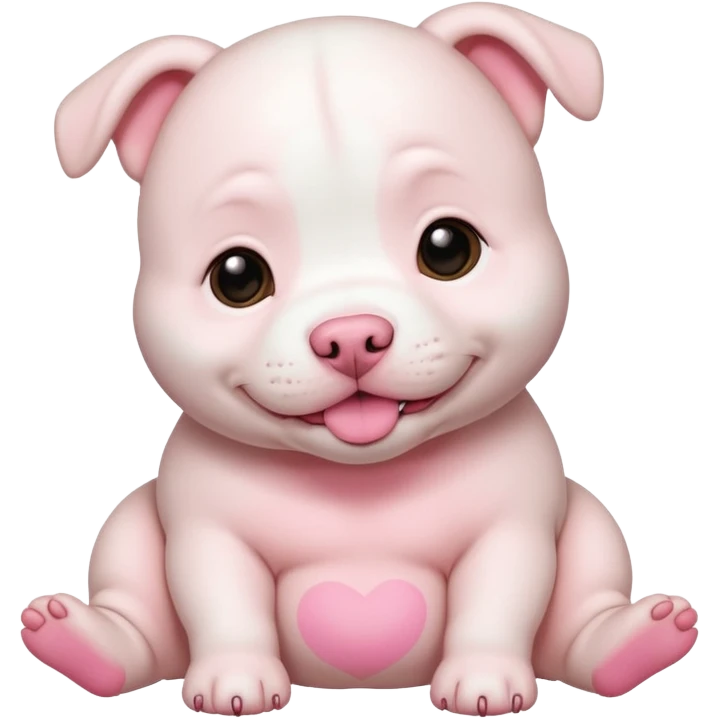 chubby white baby pitbull showing its belly emoji