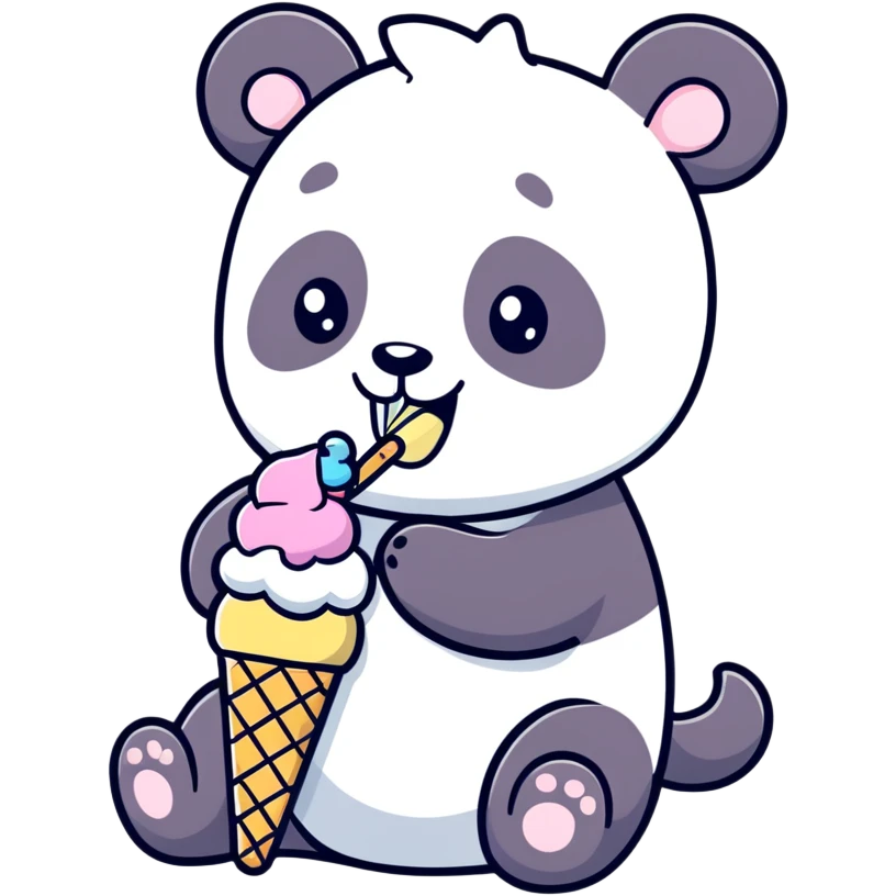 Panda eating ice cream emoji