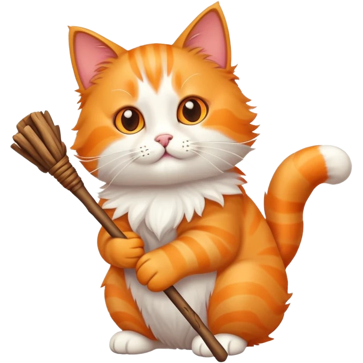 Cat with a stick emoji
