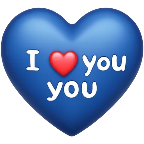 Dark Blue heart either the words I Love You Ry emoji