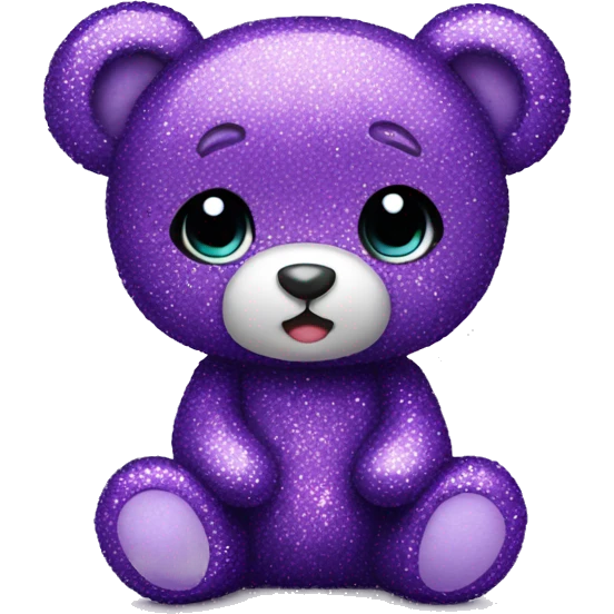 Purple glitter teddy bear cute emoji