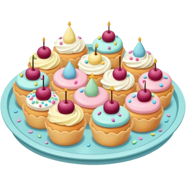 party pastries tray pastel colors emoji