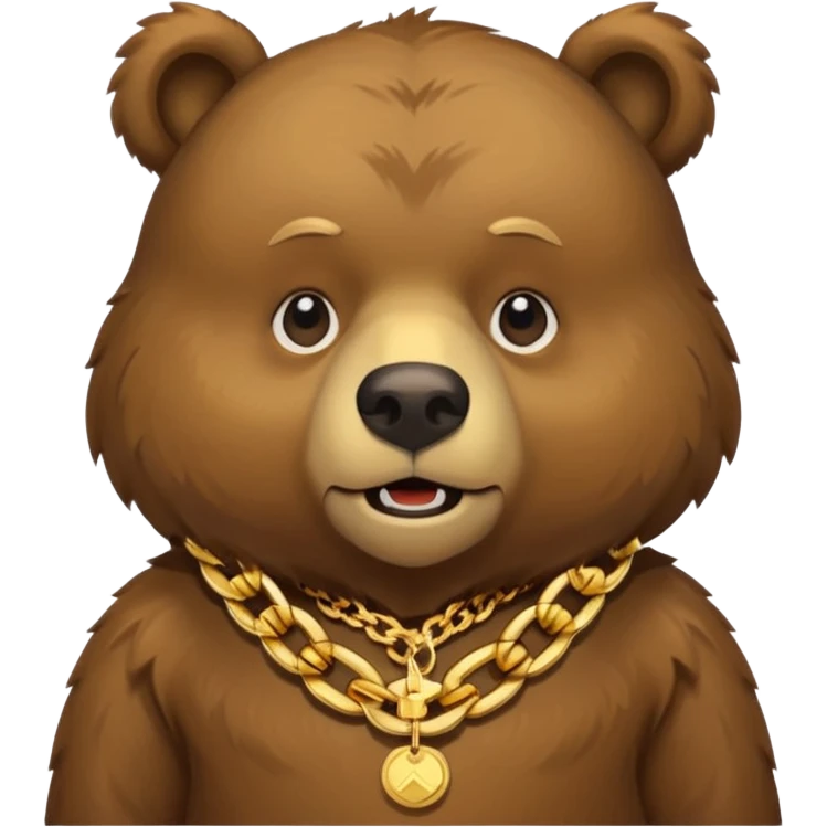 cute Russian grizzly bear wearing a rapper chain emoji