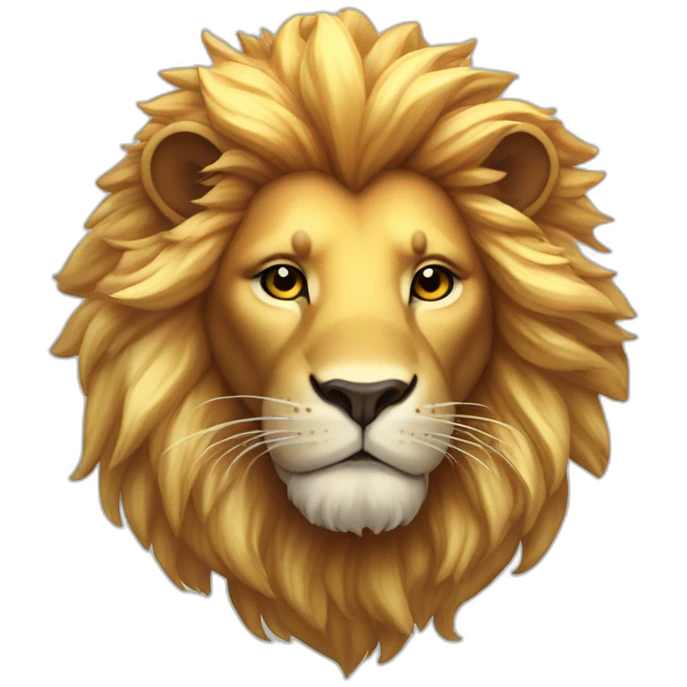 Create a majestic lion with a shimmering mane, set against a sunlit  emoji