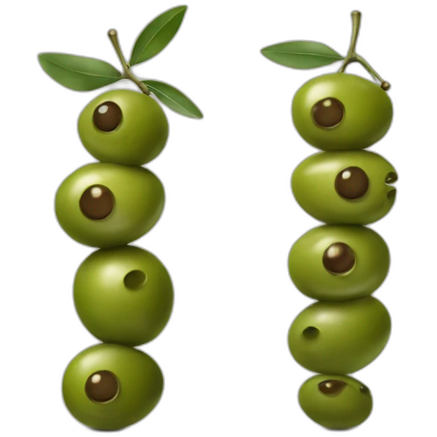 vertical stack of two olives but one is feeling weird emoji