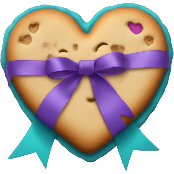 Cookie heart with teal purple support ribbon loop emoji