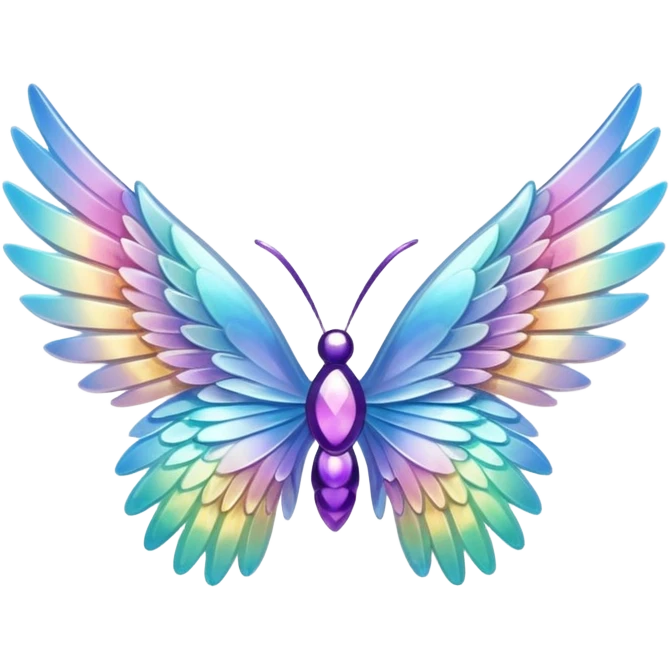 Sparkly glossy Pastel iridescent glass wings  emoji