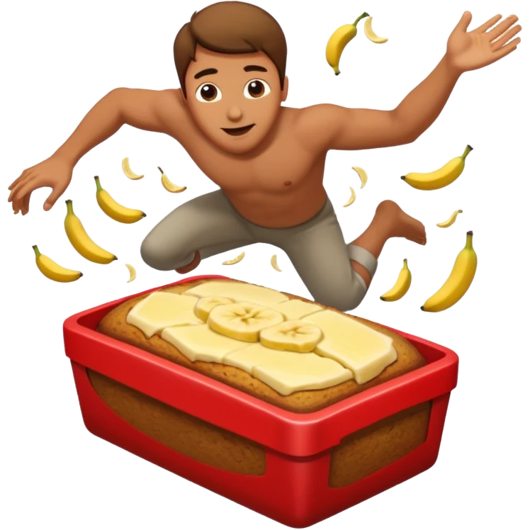 Masculine Emoji man falling into banana bread  emoji