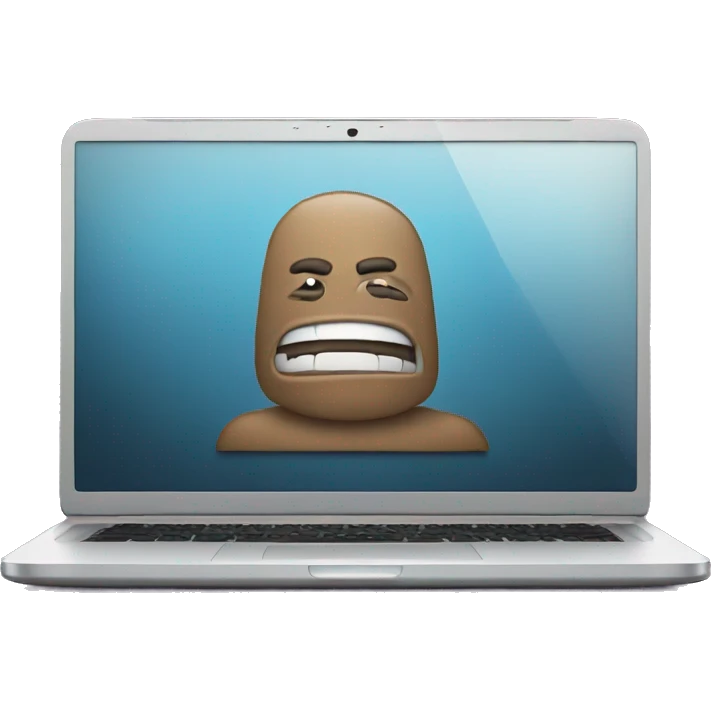laptop displaying a movie emoji