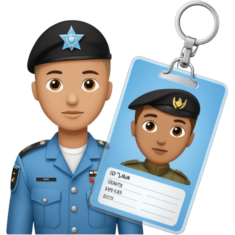 black Scissors cutting a light blue idf soldier ID card in 2 parts .hyper realistic emoji