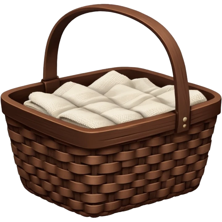A wooden raffia chocolate Brown basket with fresh washed linen emoji