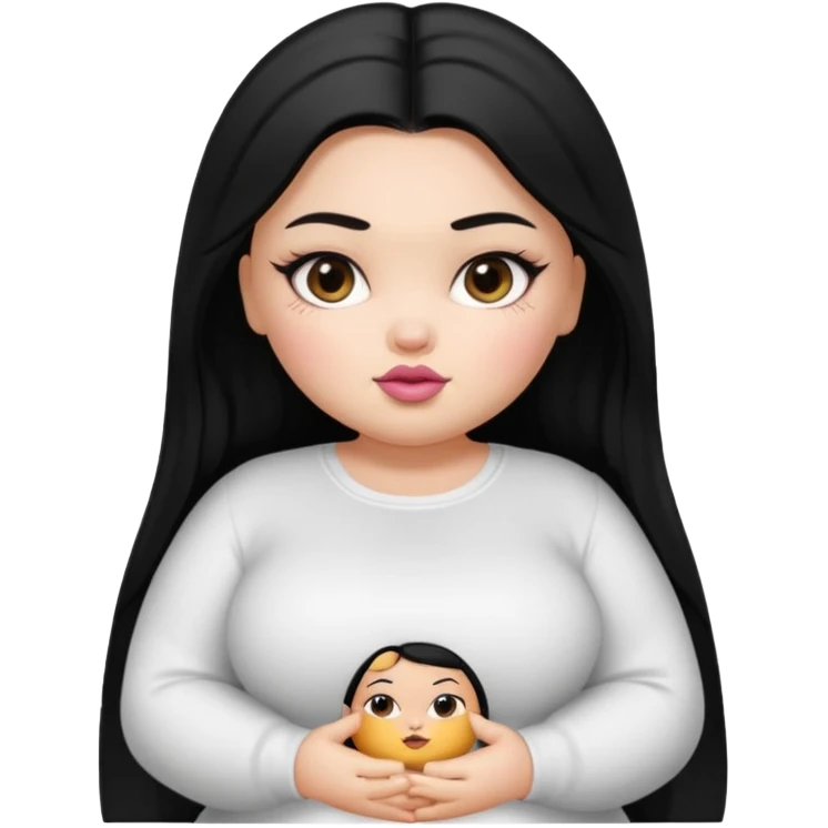 fat pretty bratz girl with black straight hair and white full sleeve emoji