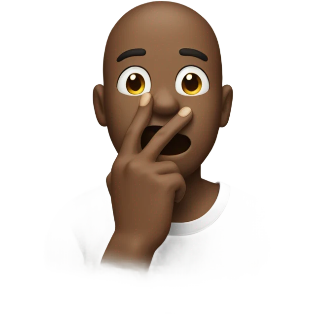 Hand over mouth as in smile emoji