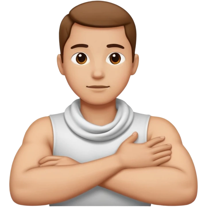 person with arms crossed holding neck emoji